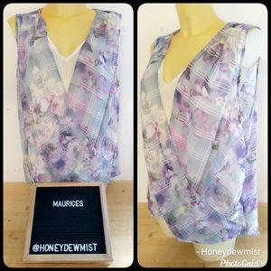 MAURICES Sheer Drape Front Sleeveless Top